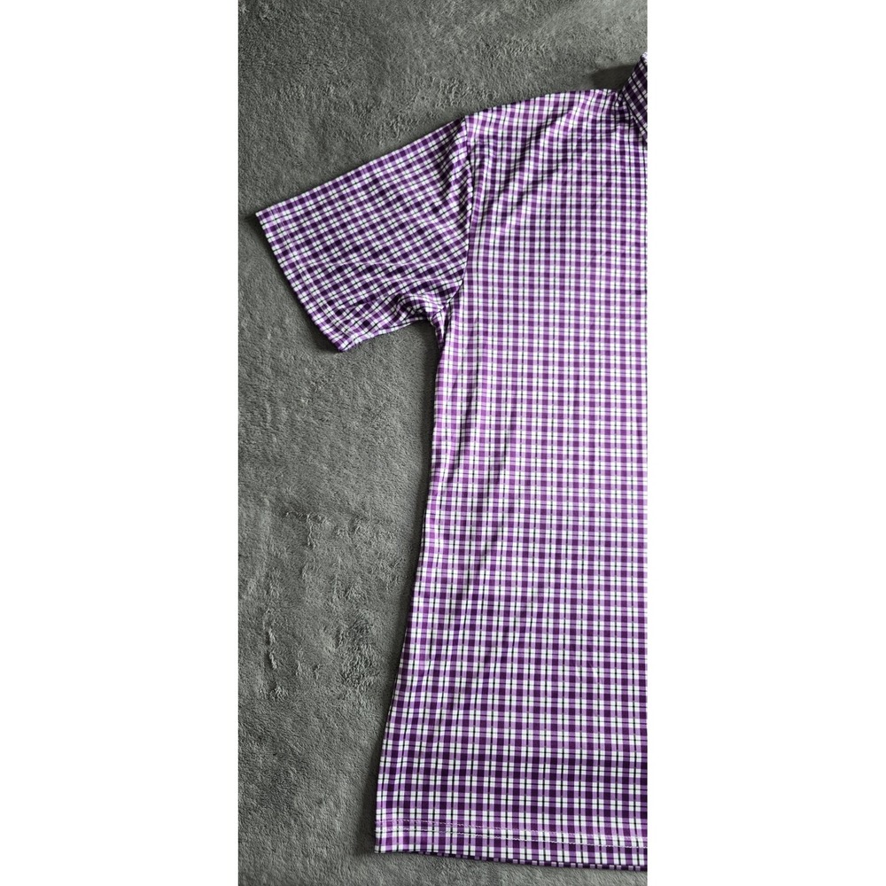 Men's Purple Check Performance Polo - Picture 4 of 16
